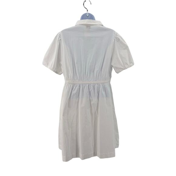J. Crew White Collared Short-Sleeve Tie-Waist Dress Womens Size 12 Button Front - Picture 10 of 13